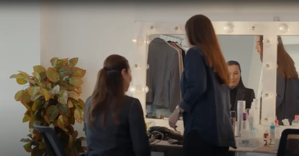 Cast of ALDATMAK rehearsing lines in the studio corridor